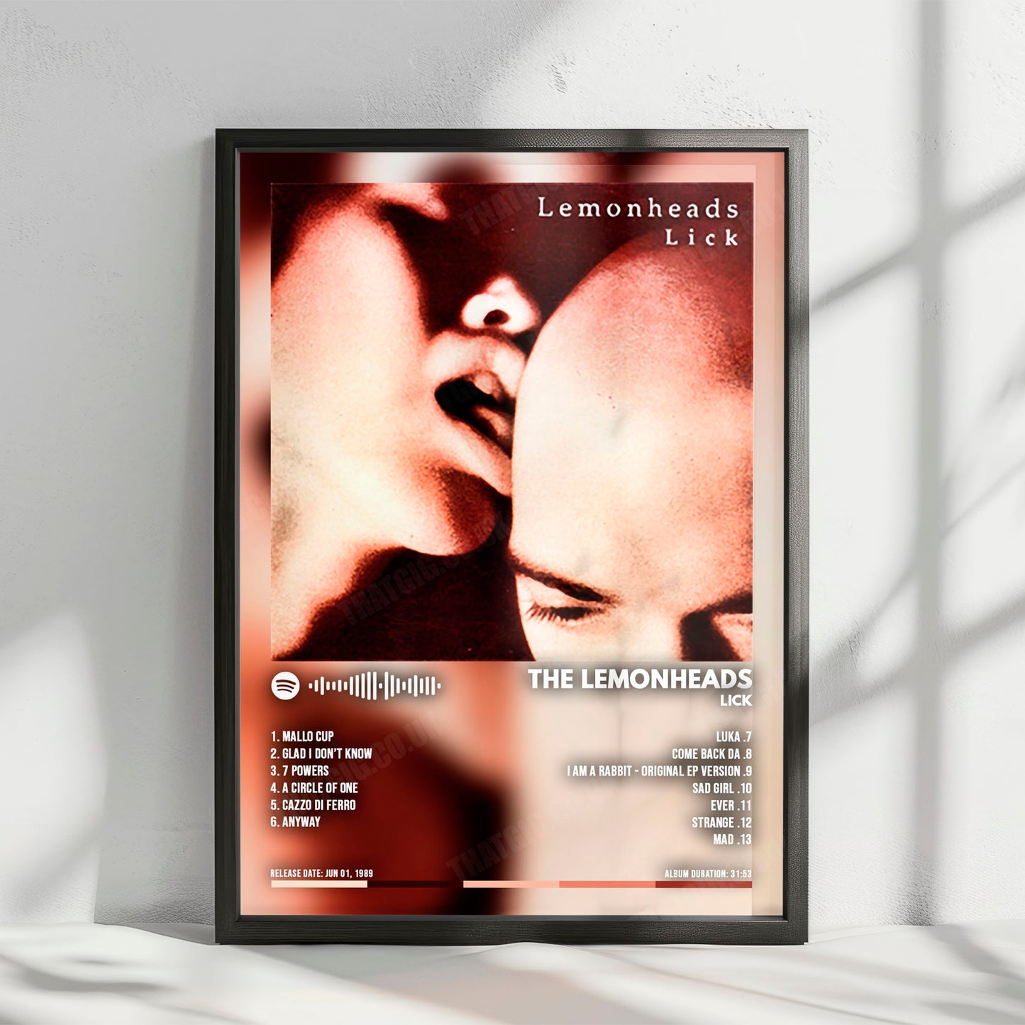 The Lemonheads "Lick" Album Cover Poster - with Complete Tracklist