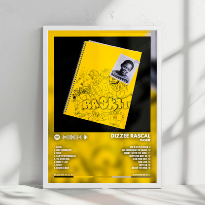 Dizzee Rascal "Raskit" Album Cover Poster - with Complete Tracklist