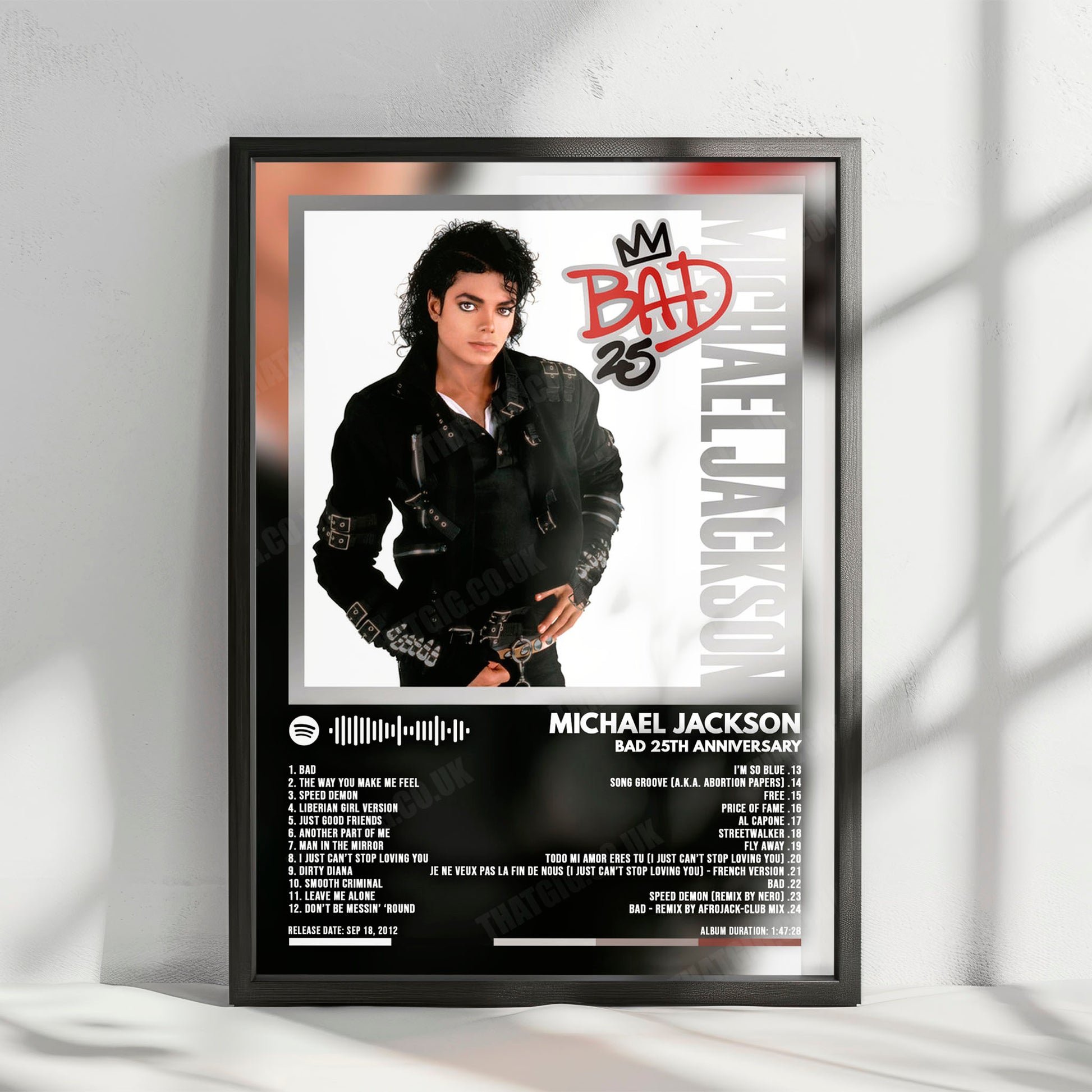 Michael Jackson "Bad 25th Anniversary" Album Cover Poster - with Complete Tracklist