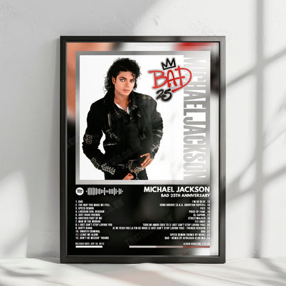 Michael Jackson "Bad 25th Anniversary" Album Cover Poster - with Complete Tracklist