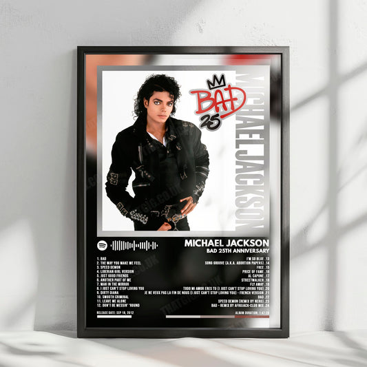 Michael Jackson "Bad 25th Anniversary" Album Cover Poster - with Complete Tracklist