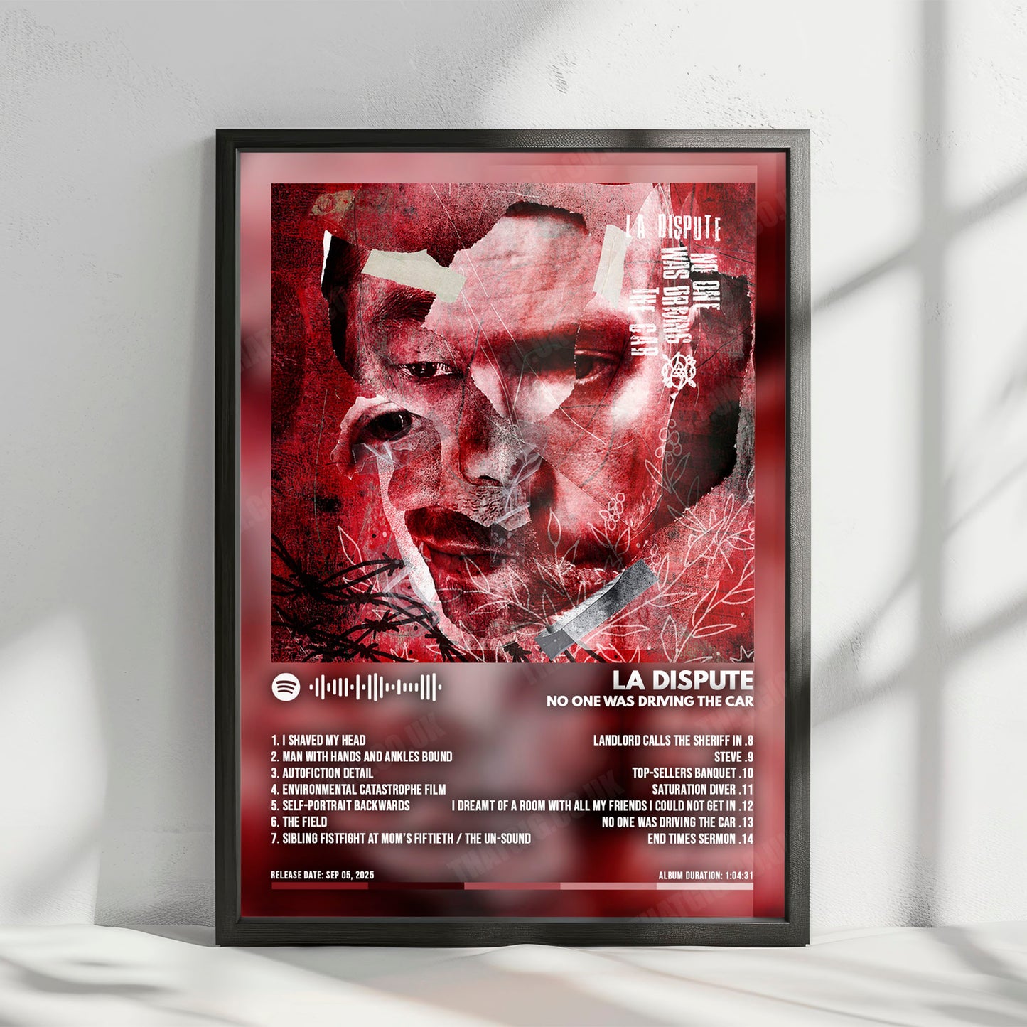 La Dispute "No One Was Driving The Car" Album Cover Poster - with Complete Tracklist