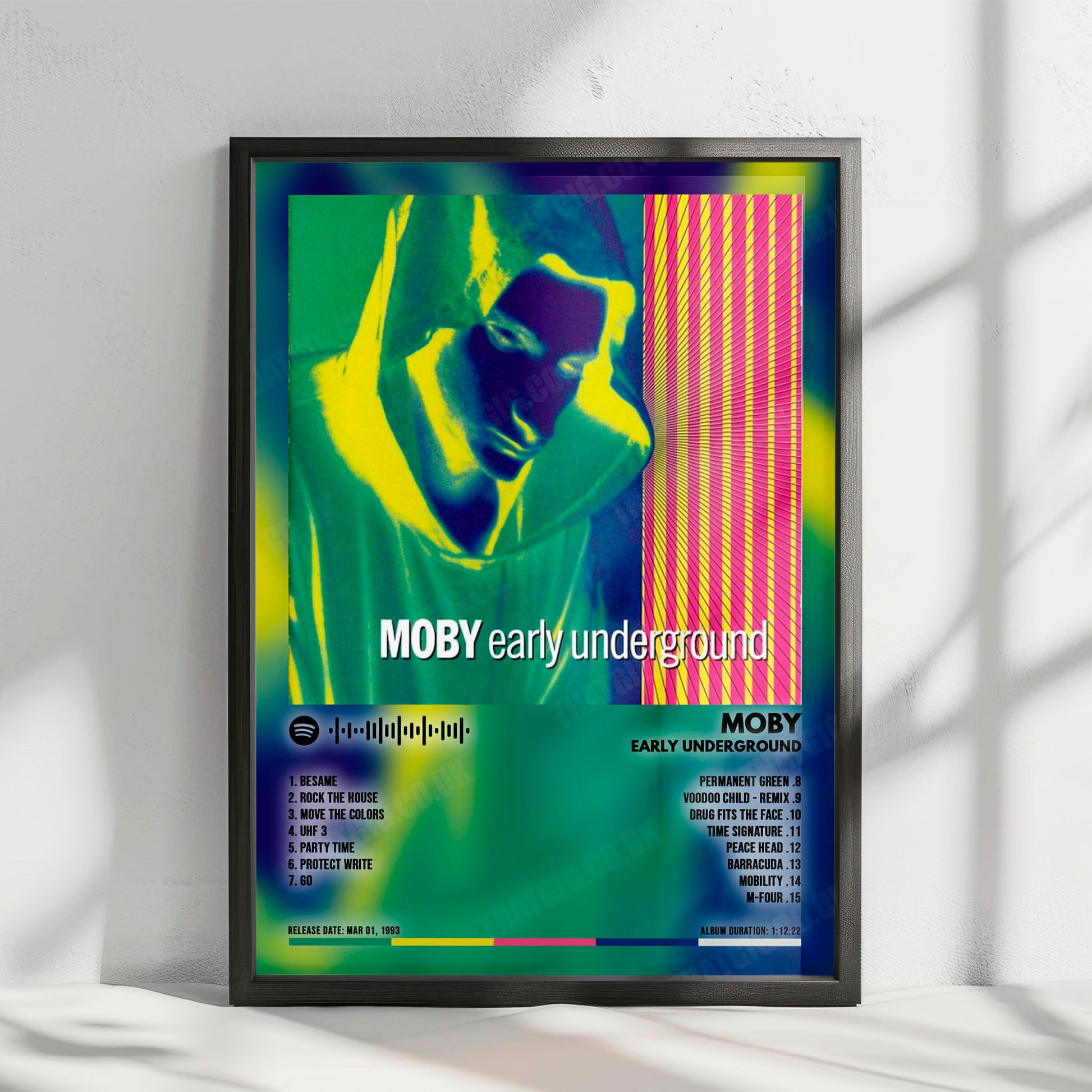 Moby "Early Underground" Album Cover Poster - with Complete Tracklist