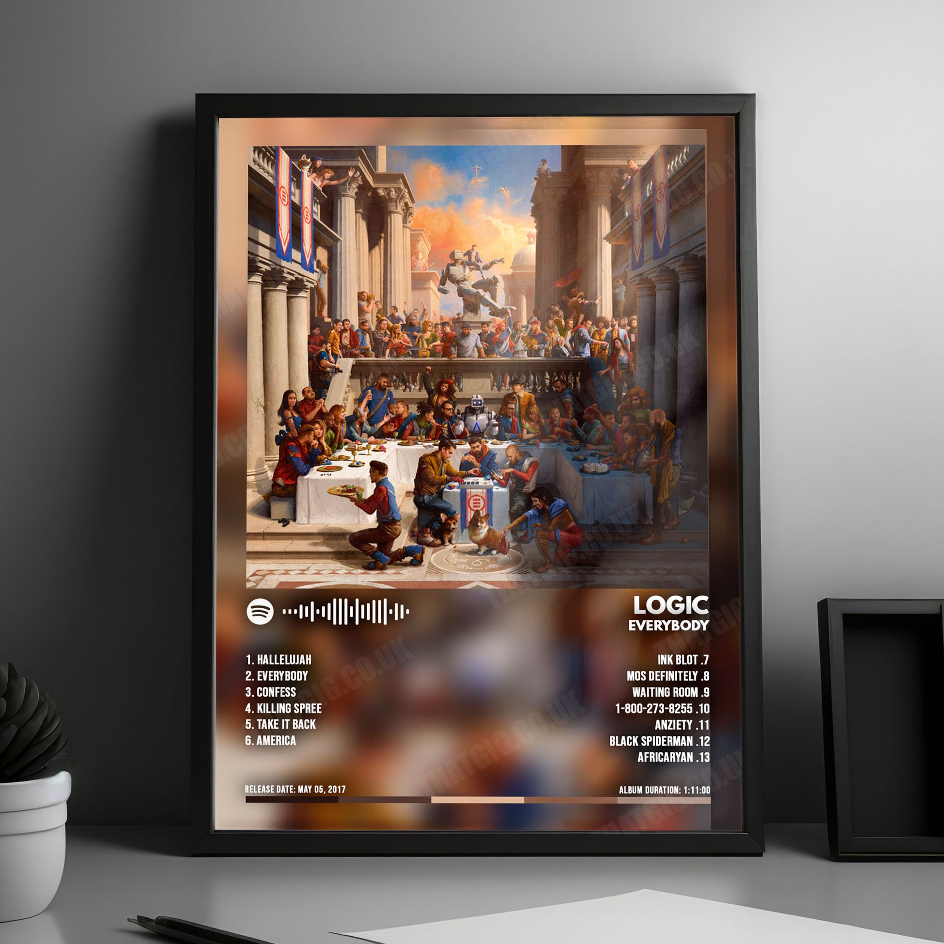 Logic "Everybody" Album Cover Poster - with Complete Tracklist