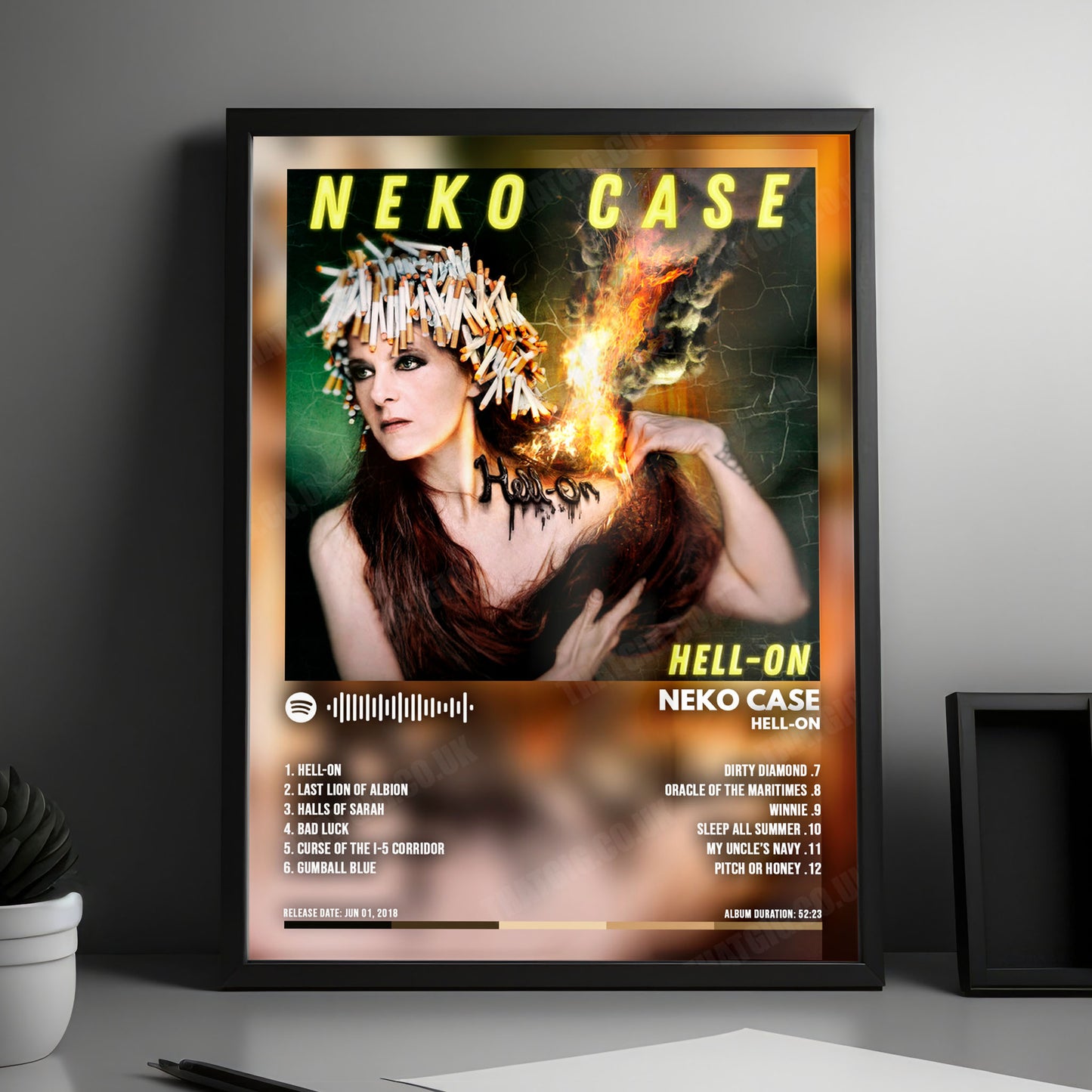 Neko Case "Hell-On" Album Cover Poster - with Complete Tracklist