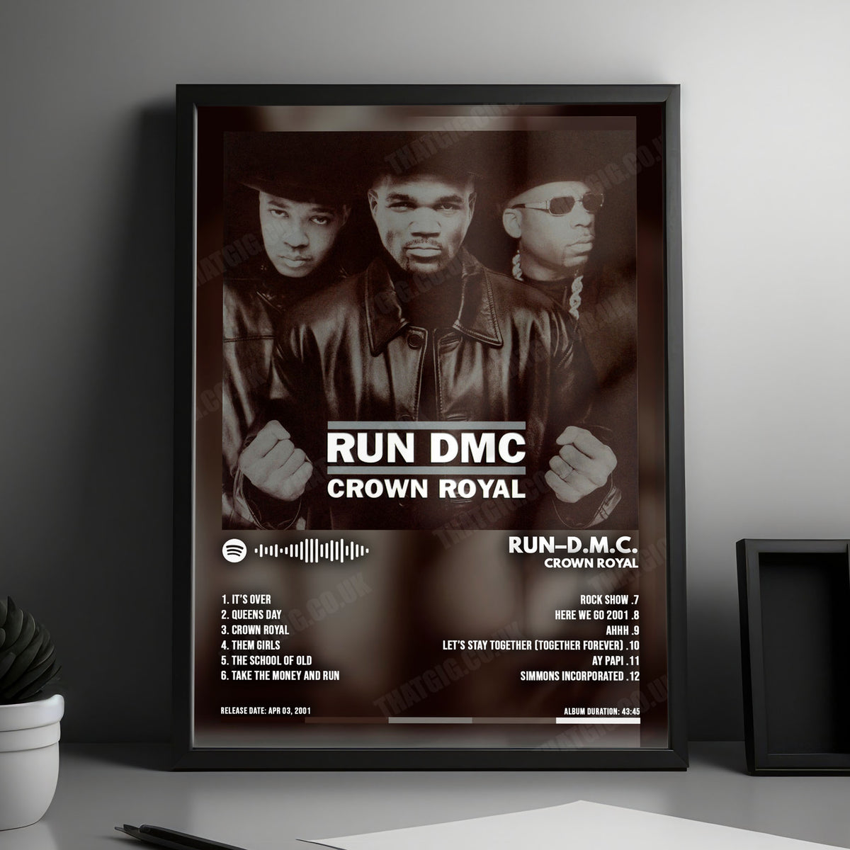 Run DMC "Crown Royal" Album Cover Poster - with Complete Tracklist