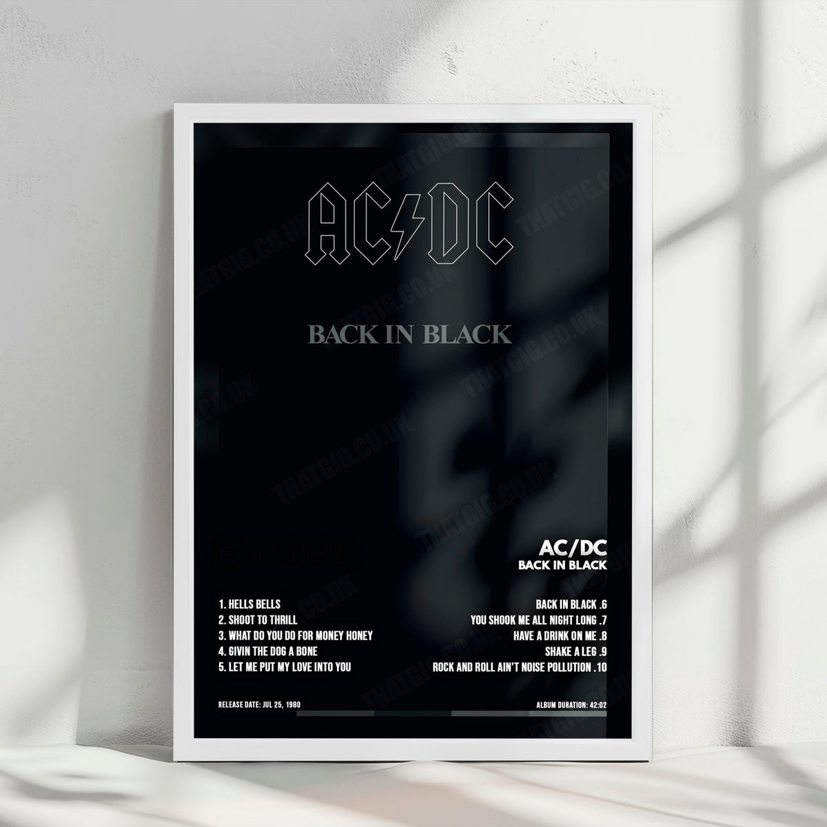 AC/DC "Back in Black" Album Cover Poster - with Complete Tracklist