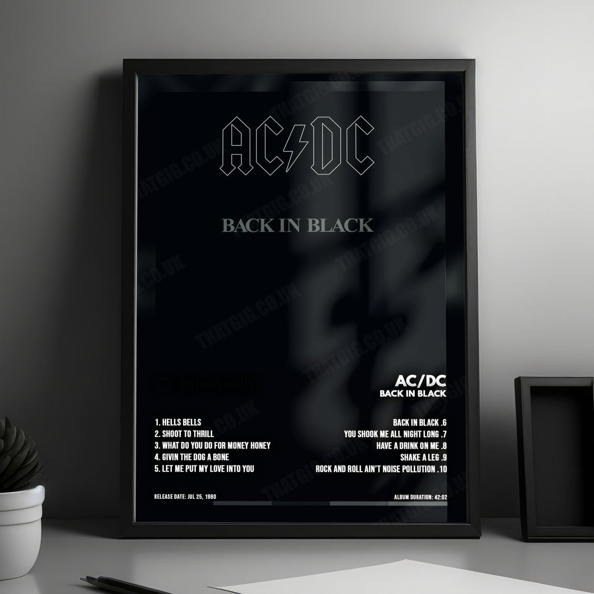 AC/DC "Back in Black" Album Cover Poster - with Complete Tracklist