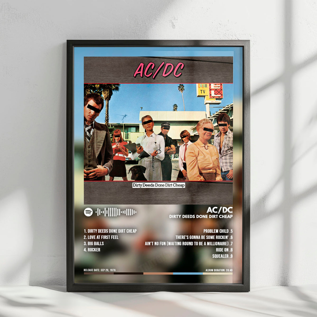 AC/DC "Dirty Deeds Done Dirt Cheap" Album Cover Poster - with Complete Tracklist