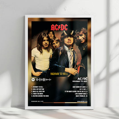 AC/DC "Highway to Hell" Album Cover Poster - with Complete Tracklist