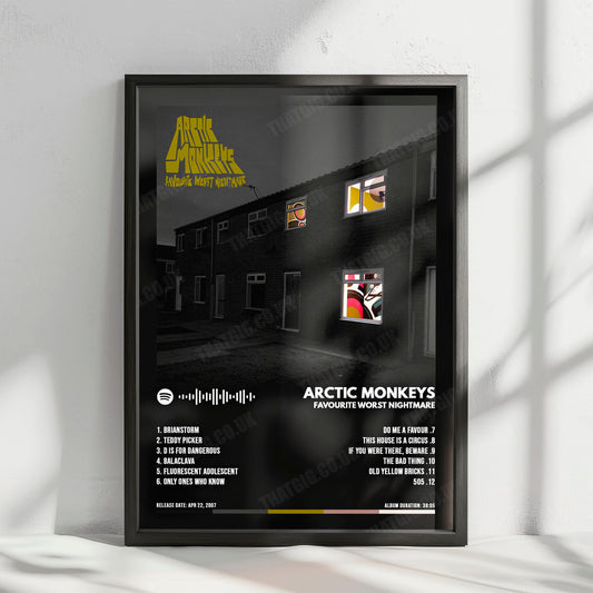 Arctic Monkeys "Favourite Worst Nightmare" Album Cover Poster - with Complete Tracklist