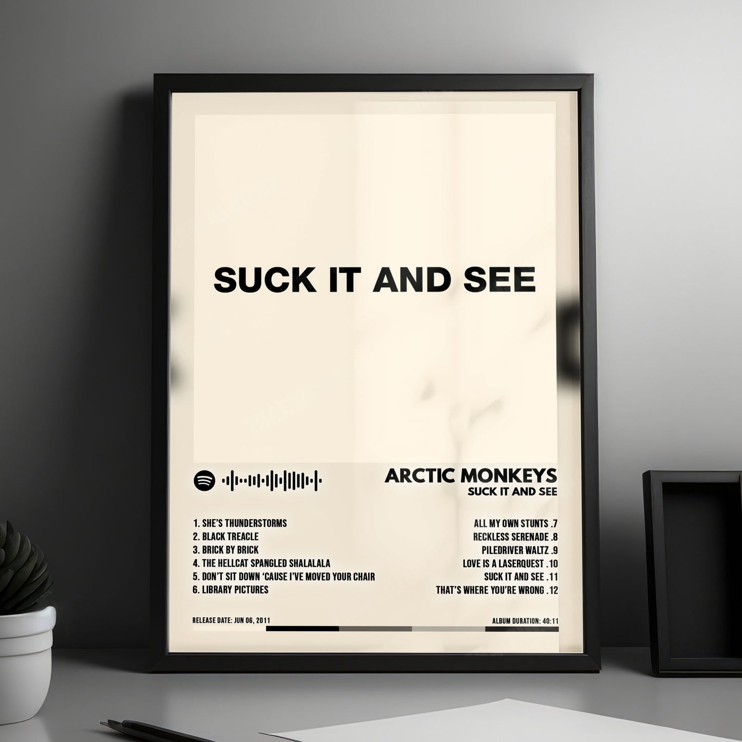Arctic Monkeys "Suck It and See" Album Cover Poster - with Complete Tracklist