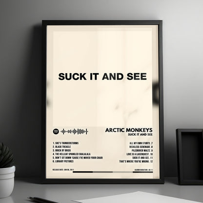 Arctic Monkeys "Suck It and See" Album Cover Poster - with Complete Tracklist