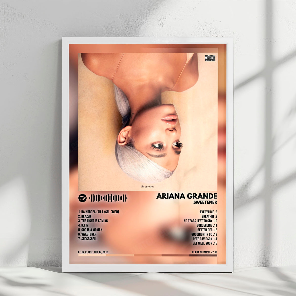 Ariana Grande "Sweetener" Album Cover Poster - with Complete Tracklist