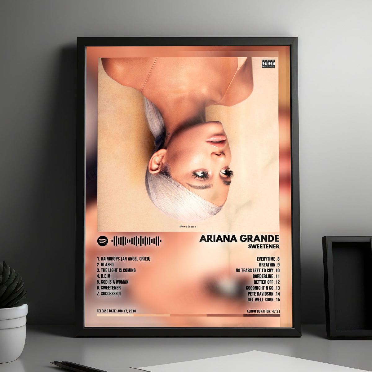 Ariana Grande "Sweetener" Album Cover Poster - with Complete Tracklist