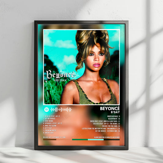 Beyoncé "B'Day" Album Cover Poster - with Complete Tracklist