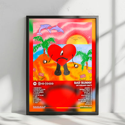 Bad Bunny "Un Verano Sin Ti" Album Cover Poster - with Complete Tracklist