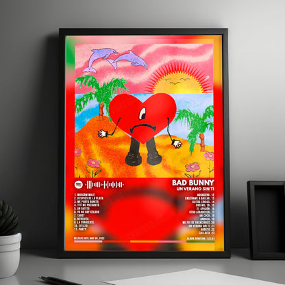Bad Bunny "Un Verano Sin Ti" Album Cover Poster - with Complete Tracklist