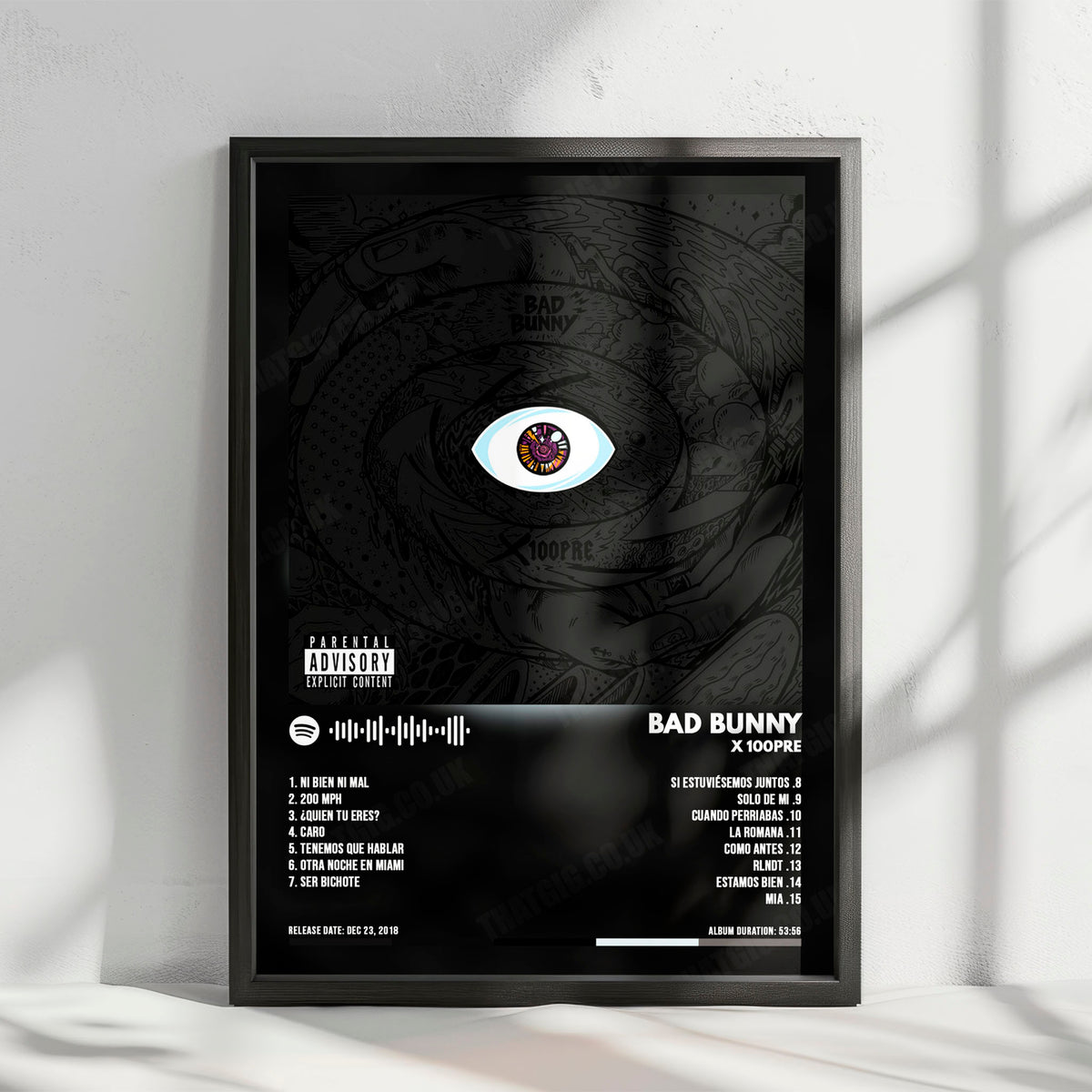 Bad Bunny "X 100pre" Album Cover Poster - with Complete Tracklist