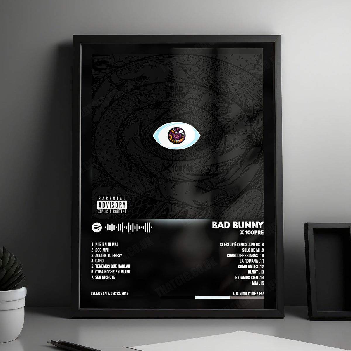 Bad Bunny "X 100pre" Album Cover Poster - with Complete Tracklist