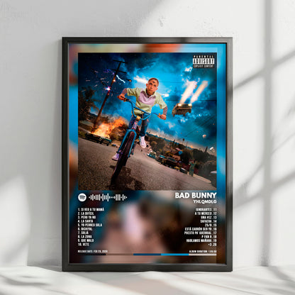 Bad Bunny "YHLQMDLG" Album Cover Poster - with Complete Tracklist