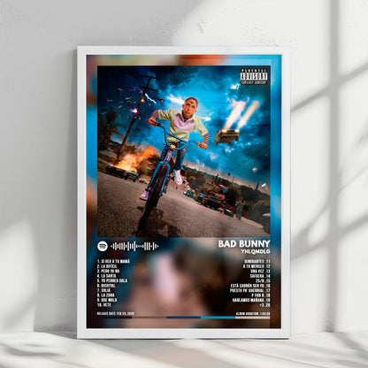 Bad Bunny "YHLQMDLG" Album Cover Poster - with Complete Tracklist