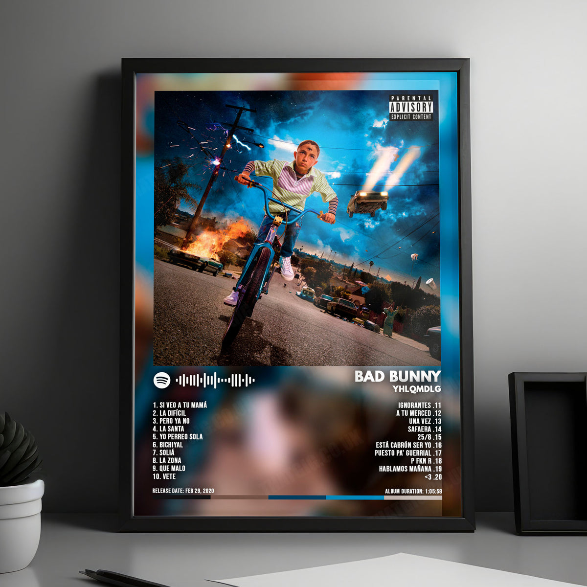 Bad Bunny "YHLQMDLG" Album Cover Poster - with Complete Tracklist