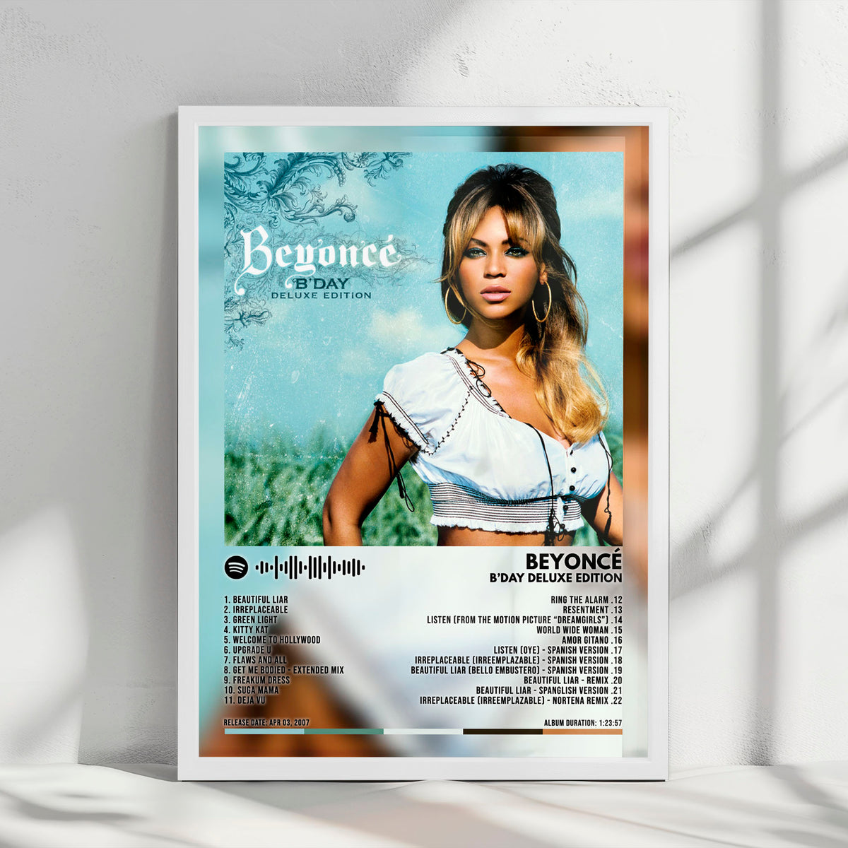 Beyoncé "B'Day (Deluxe)" Album Cover Poster - with Complete Tracklist