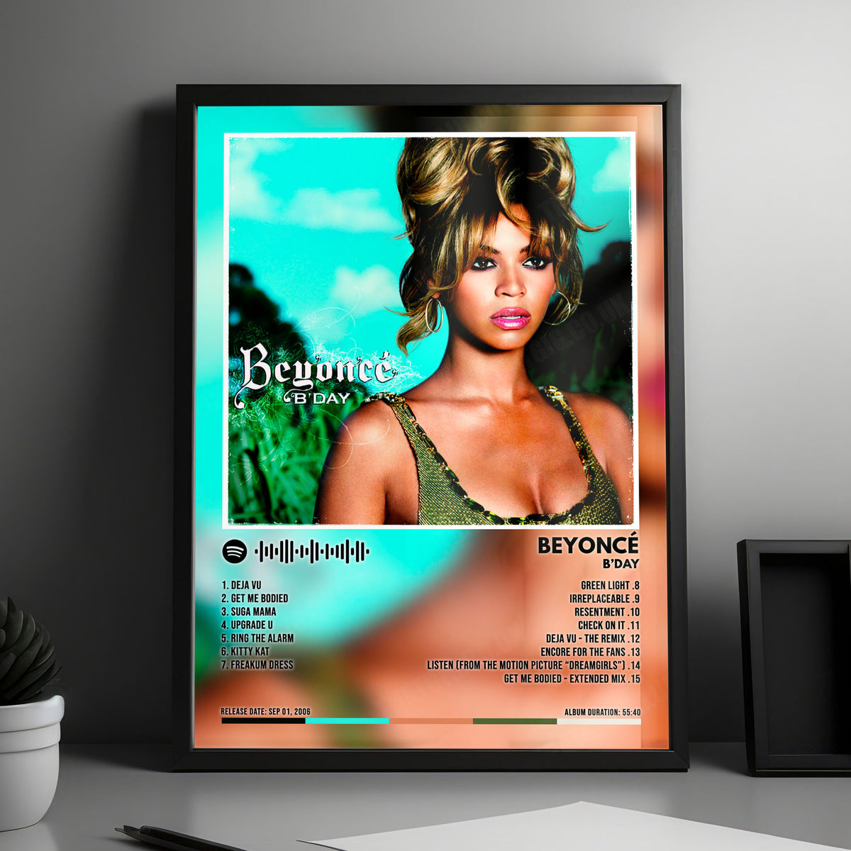Beyoncé "B'Day" Album Cover Poster - with Complete Tracklist