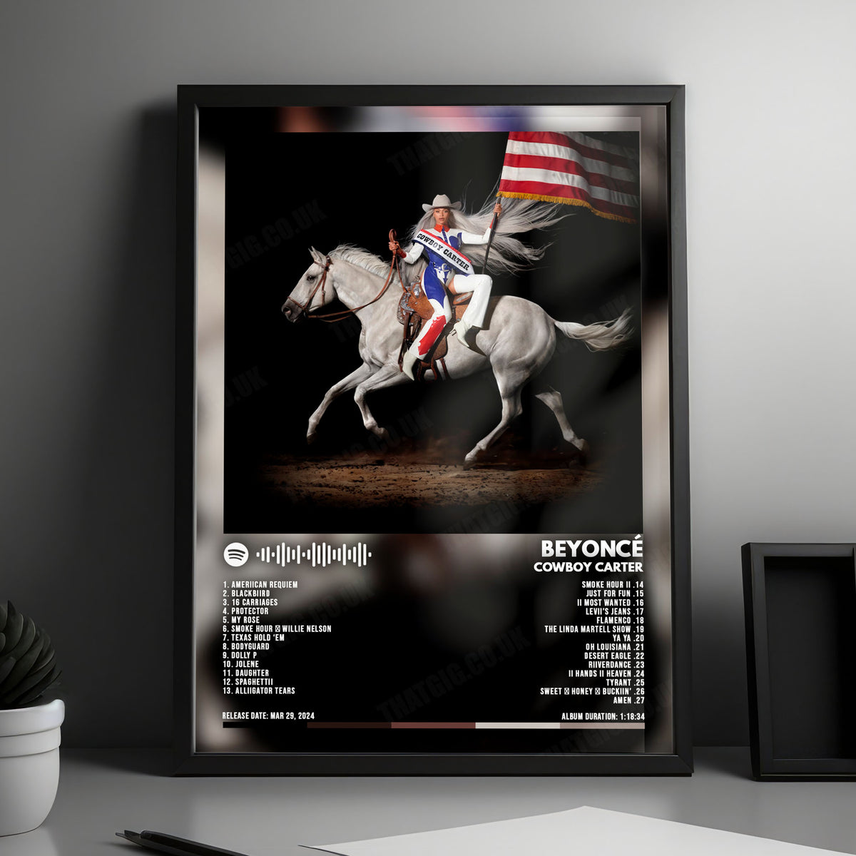 Beyoncé "Cowboy Carter" Album Cover Poster - with Complete Tracklist