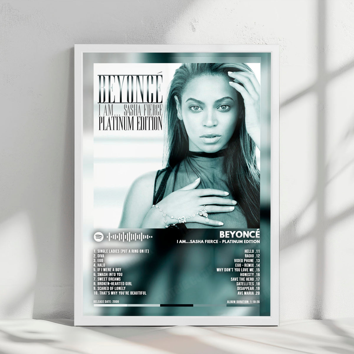 Beyoncé "I Am... Sasha Fierce (Platinum Edition)" Album Cover Poster - with Complete Tracklist