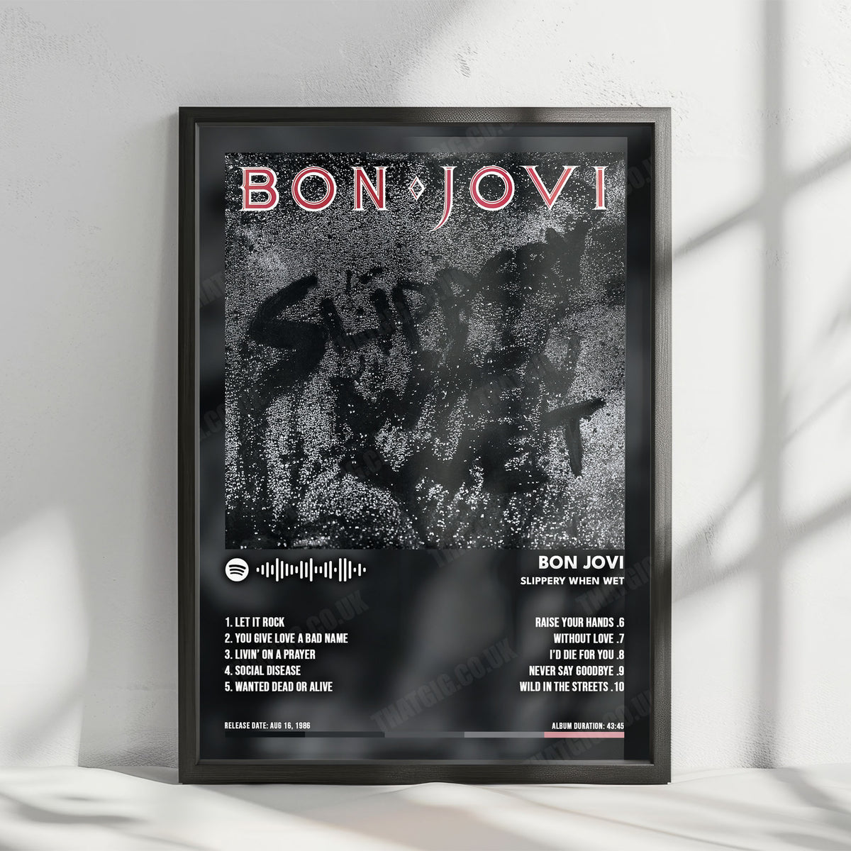 Bon Jovi "Slippery When Wet" Album Cover Poster - with Complete Tracklist