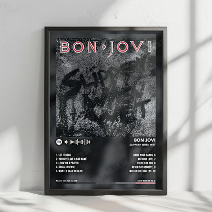 Bon Jovi "Slippery When Wet" Album Cover Poster - with Complete Tracklist