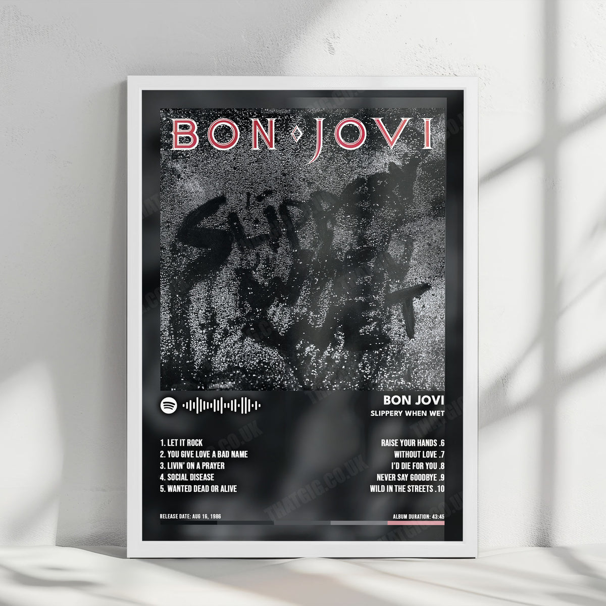 Bon Jovi "Slippery When Wet" Album Cover Poster - with Complete Tracklist