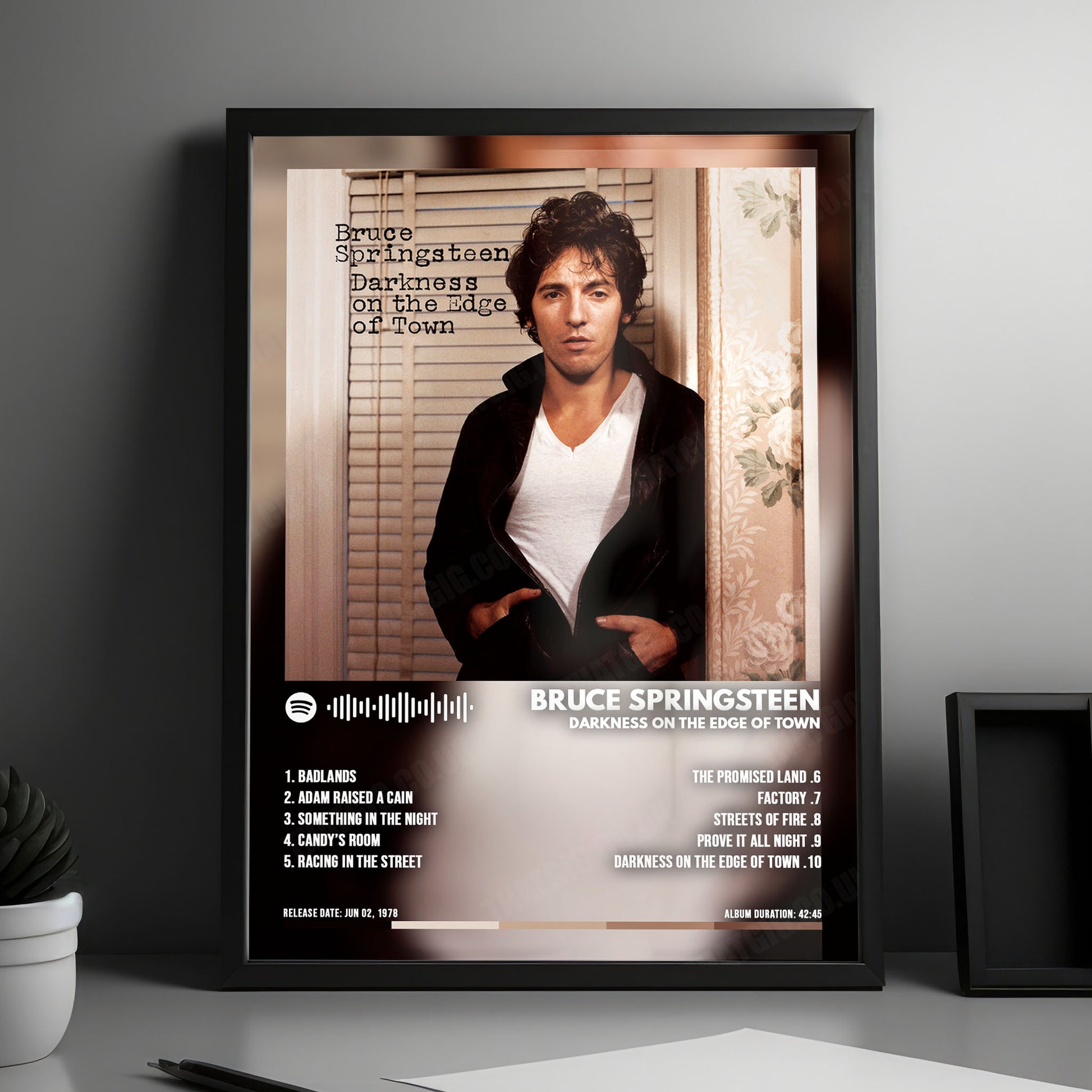 Bruce Springsteen "Darkness on the Edge of Town" Album Cover Poster - with Complete Tracklist