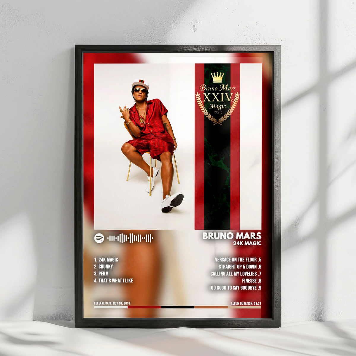 Bruno Mars "24K Magic" Album Cover Poster - with Complete Tracklist