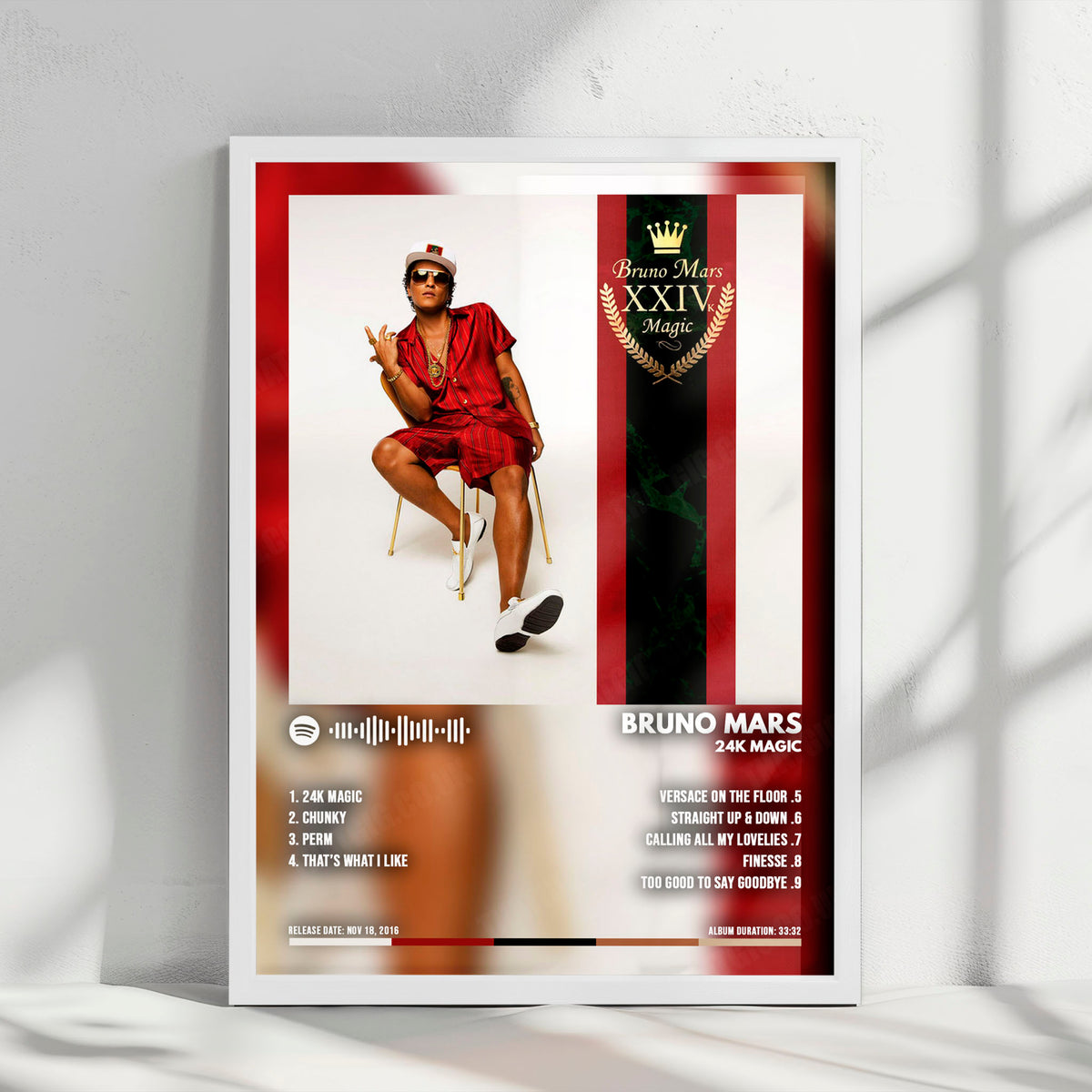 Bruno Mars "24K Magic" Album Cover Poster - with Complete Tracklist