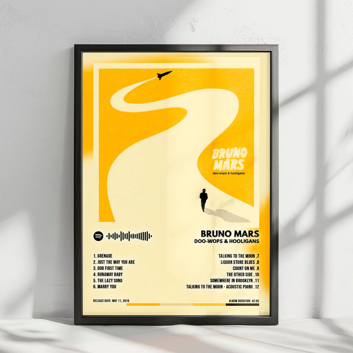 Bruno Mars "Doo-Wops & Hooligans" Album Cover Poster - with Complete Tracklist