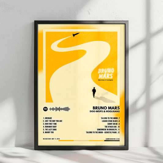 Bruno Mars "Doo-Wops & Hooligans" Album Cover Poster - with Complete Tracklist