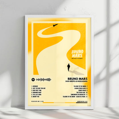 Bruno Mars "Doo-Wops & Hooligans" Album Cover Poster - with Complete Tracklist