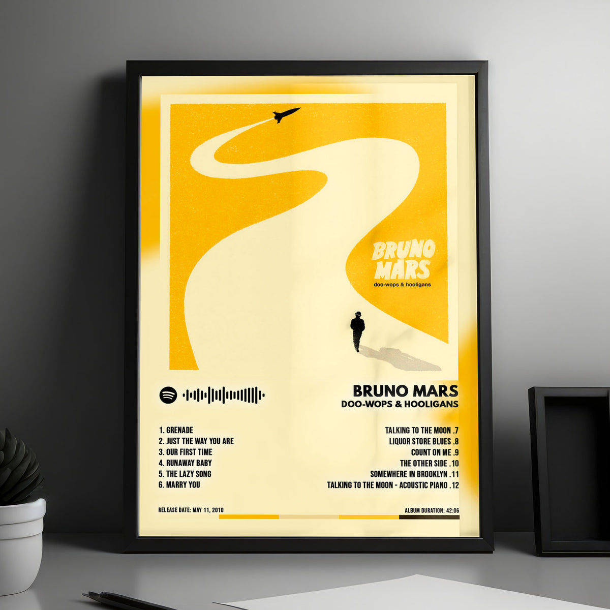 Bruno Mars "Doo-Wops & Hooligans" Album Cover Poster - with Complete Tracklist