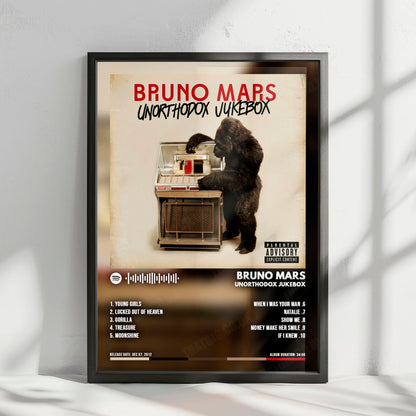 Bruno Mars "Unorthodox Jukebox" Album Cover Poster - with Complete Tracklist