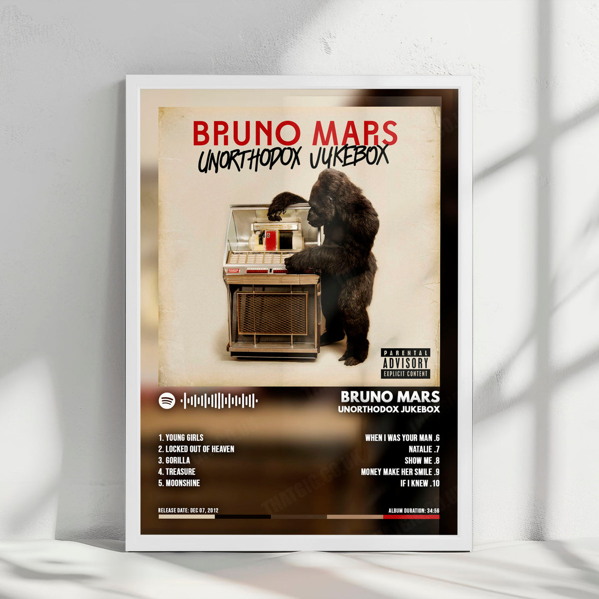 Bruno Mars "Unorthodox Jukebox" Album Cover Poster - with Complete Tracklist