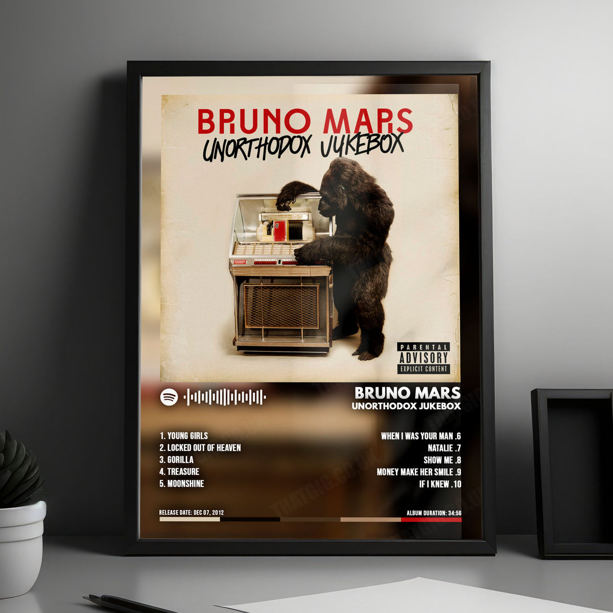 Bruno Mars "Unorthodox Jukebox" Album Cover Poster - with Complete Tracklist
