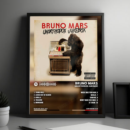 Bruno Mars "Unorthodox Jukebox" Album Cover Poster - with Complete Tracklist