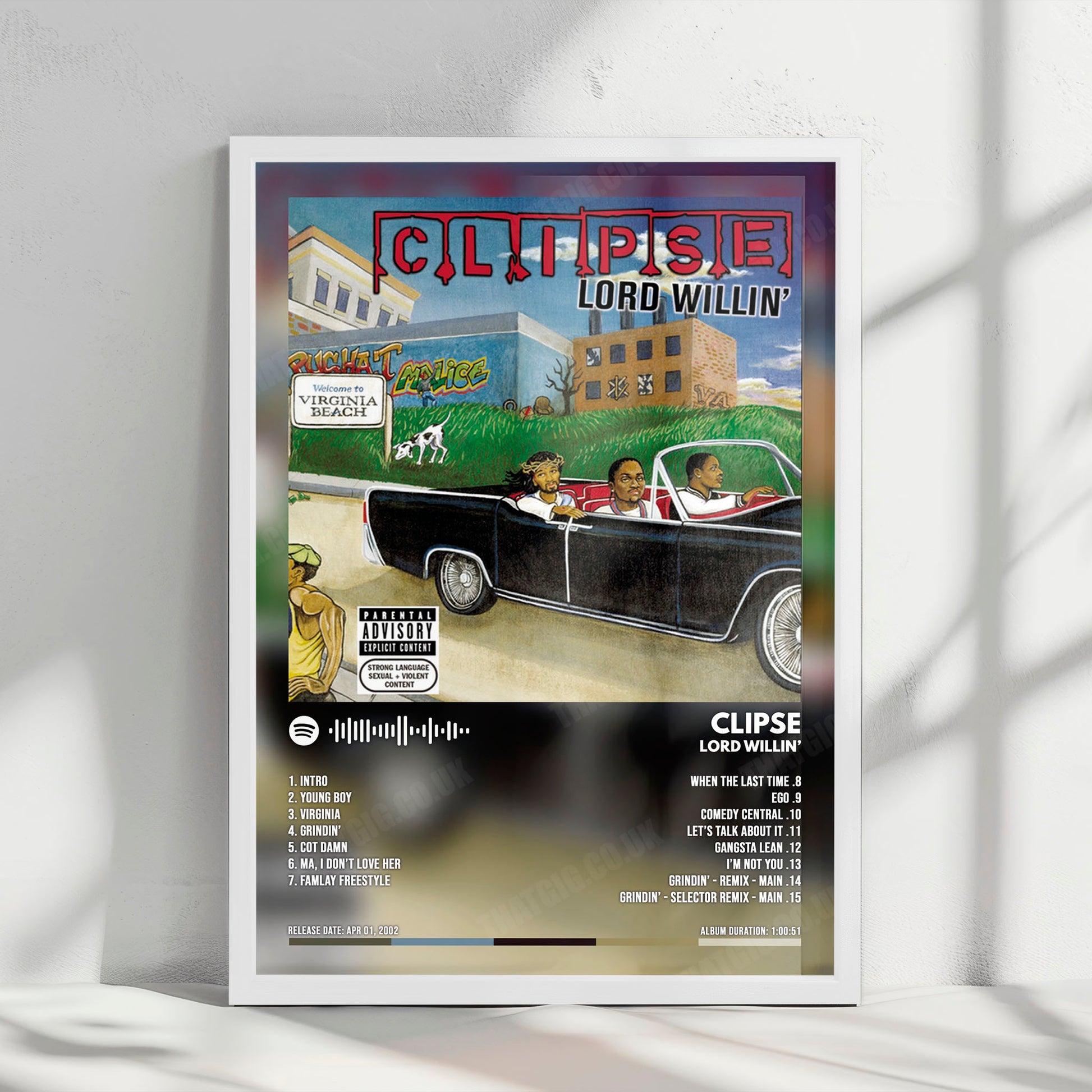 Clipse "Lord Willin'" Album Cover Poster - with Complete Tracklist