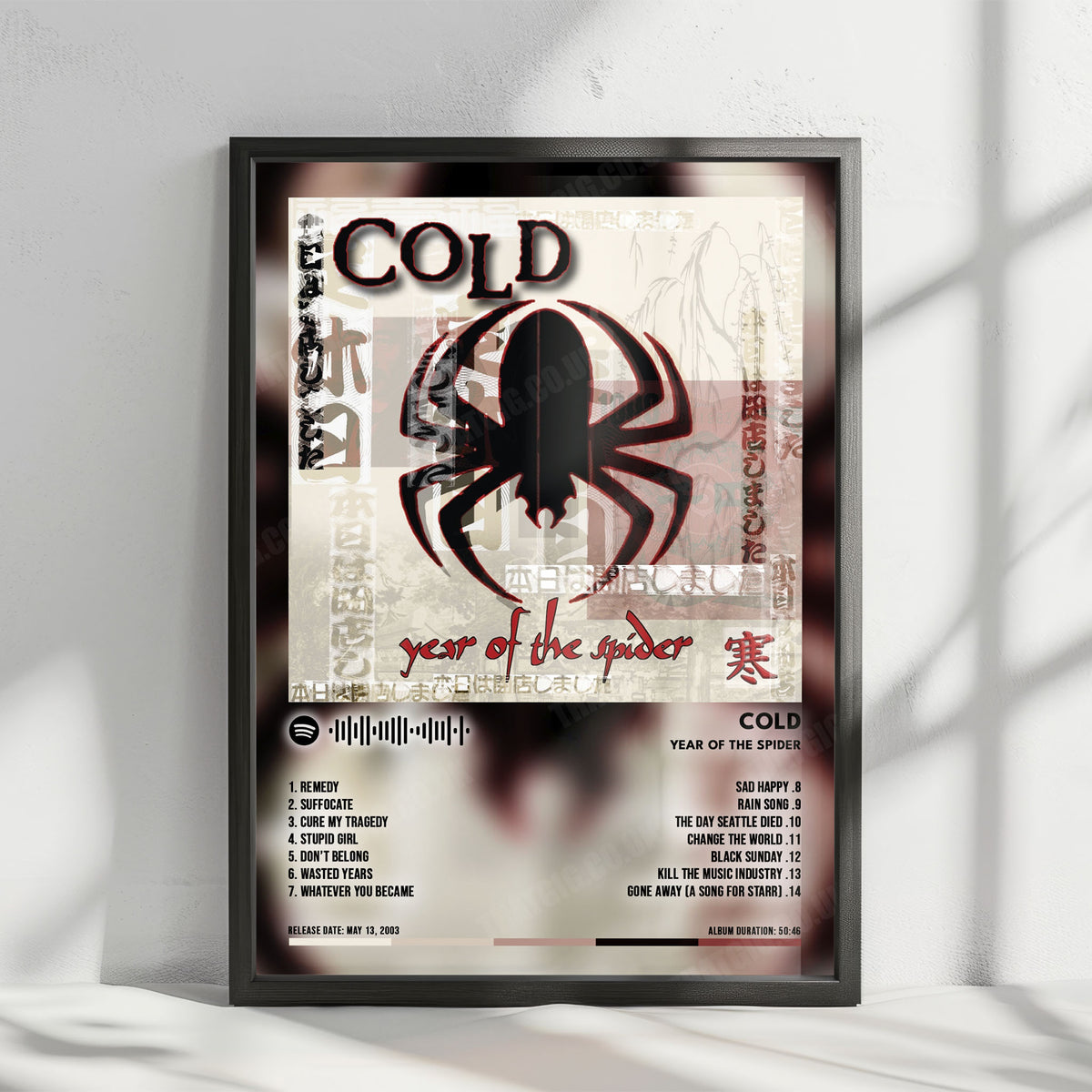 Cold "Year of the Spider" Album Cover Poster - with Complete Tracklist