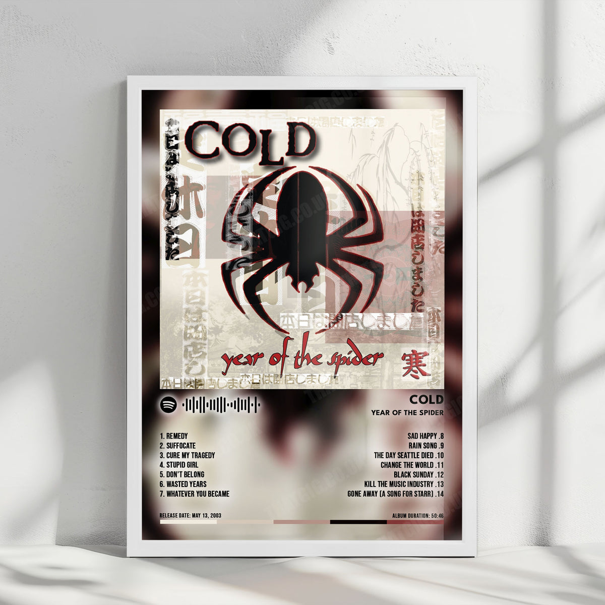 Cold "Year of the Spider" Album Cover Poster - with Complete Tracklist