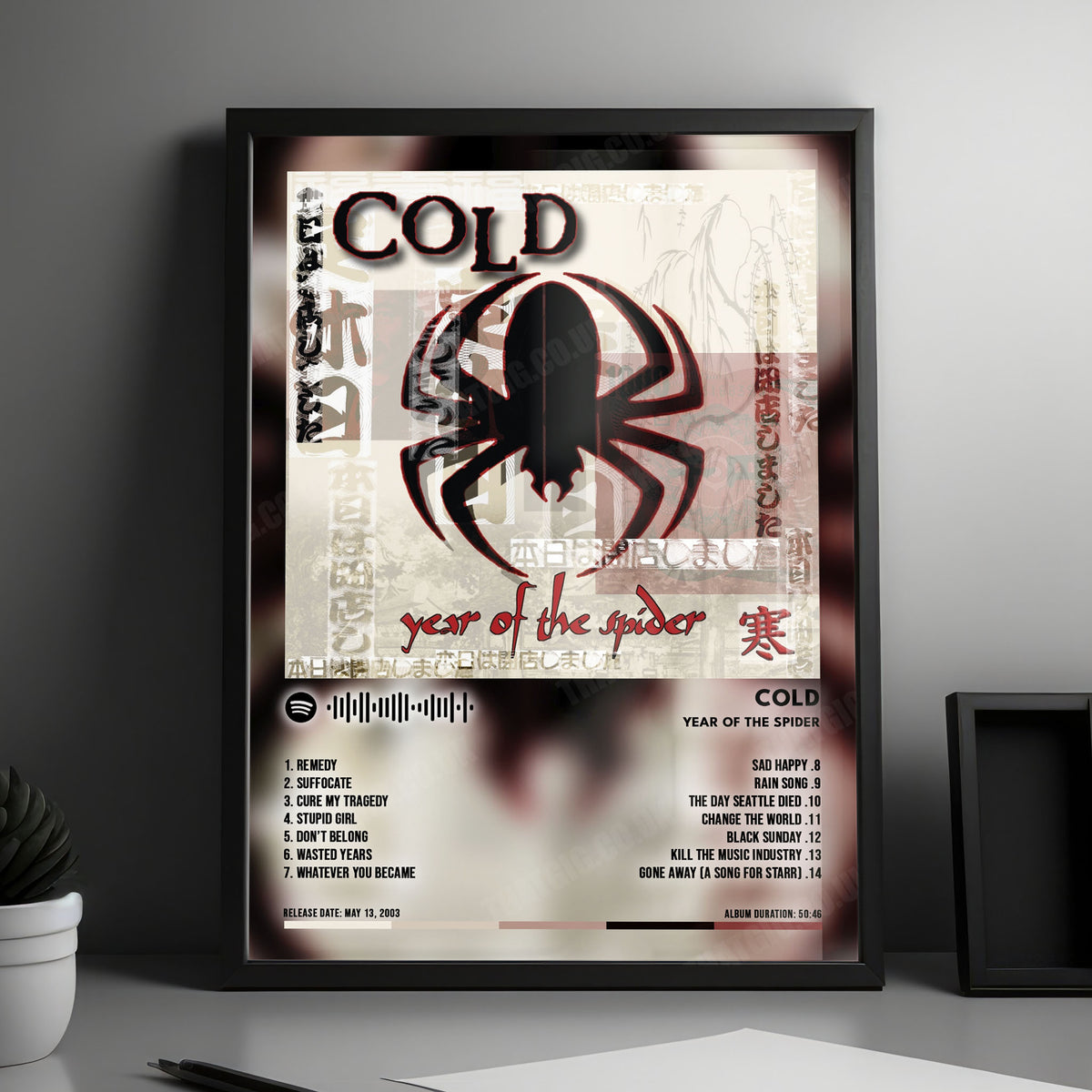 Cold "Year of the Spider" Album Cover Poster - with Complete Tracklist