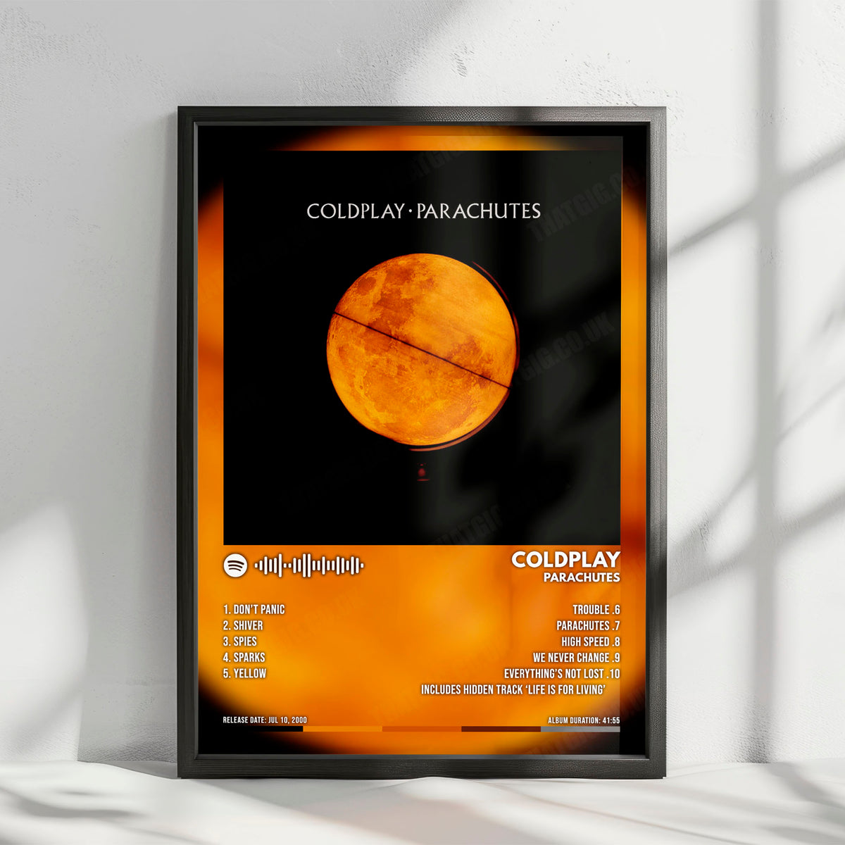 Coldplay "Parachutes" Album Cover Poster - with Complete Tracklist